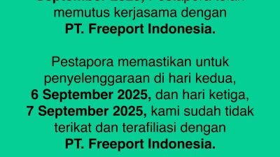 Band Ramai-ramai Nyatakan Mundur, Pespor 2025 Putus Kerja Sama dengan PT Freeport Indonesia