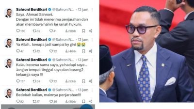 Rumah Ahmad Sahroni Dijarah Massa, Sang Legislator Ngamuk di Medsos: “Bedebah Kalian!”