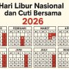 Daftar Libur Nasional dan Cuti Bersama 2026