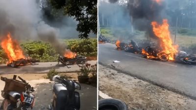 Bentrok Mencekam Warga Vs Karyawan PT Bridgestone di Sergai, 28 Kendaraan Hangus Dibakar!