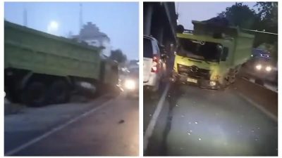 Kecelakaan Hari Ini di Tanjung Priok: Dump Truck Tabrak Separator Dekat Lampu Merah Mambo